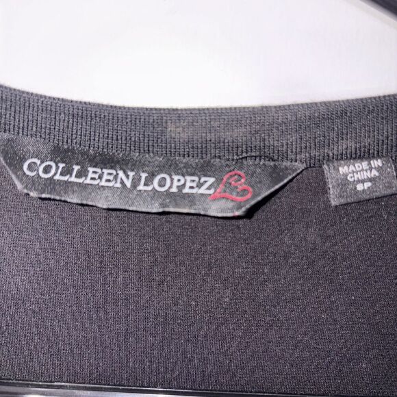 Colleen Lopez Long Sheer Tunic Topper size Medium Cap Sleeve Black Chiffon Artsy - Picture 3 of 6